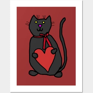 Cute Cat Holding Your Love Heart on Valentines Day Posters and Art